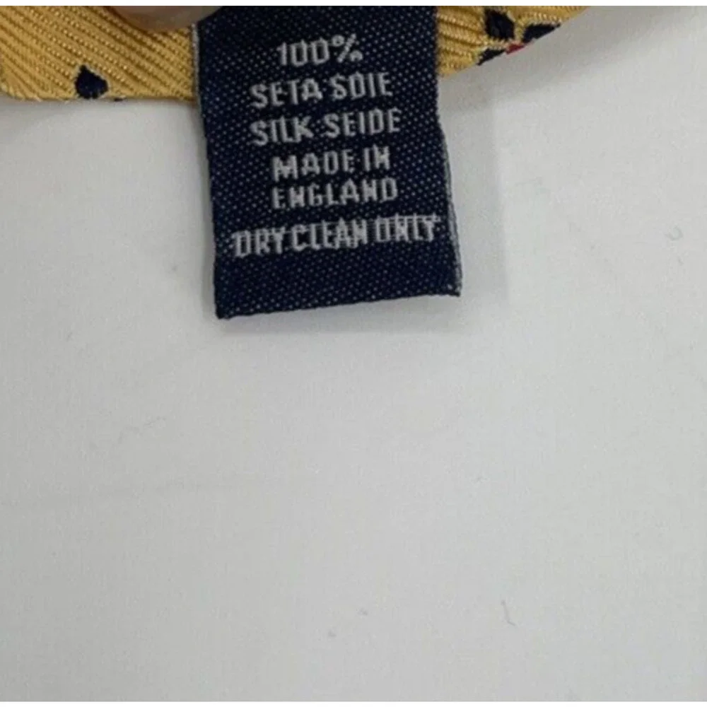 Charles Tyrwhitt‎ Silk Tie Gold Background Small Blue Flower Made In England